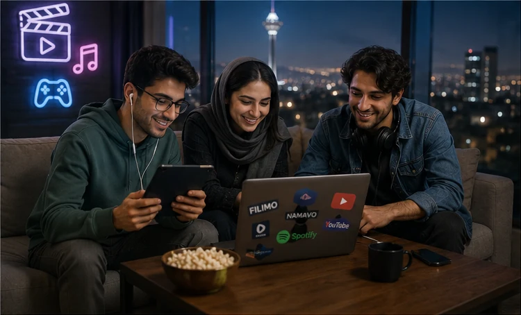 Person exploring licensed online entertainment platforms on a tablet